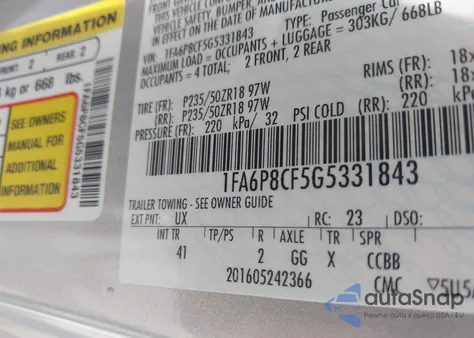 2016 Ford Mustang Gt Premium from USA, damaged, VIN 1FA6P8CF5G5331843